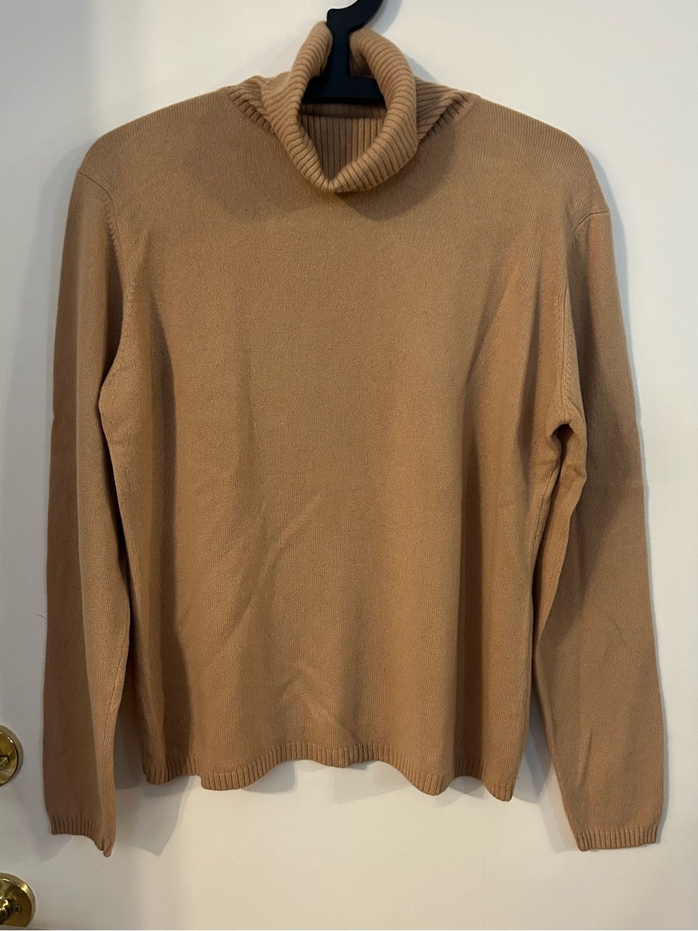 Blu’s Women's Camel Turtle Neck 100% Cashmere Sweater Cozy Everyday Knit Size L